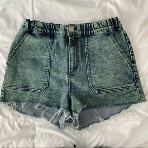 Green Denim Shorts